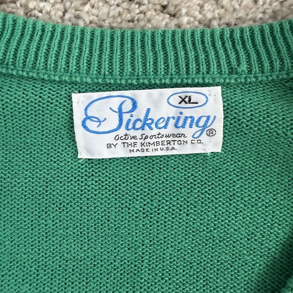 Vintage Lexus Sweater Mens XL Green Tight Knit V Neck Pullover USA